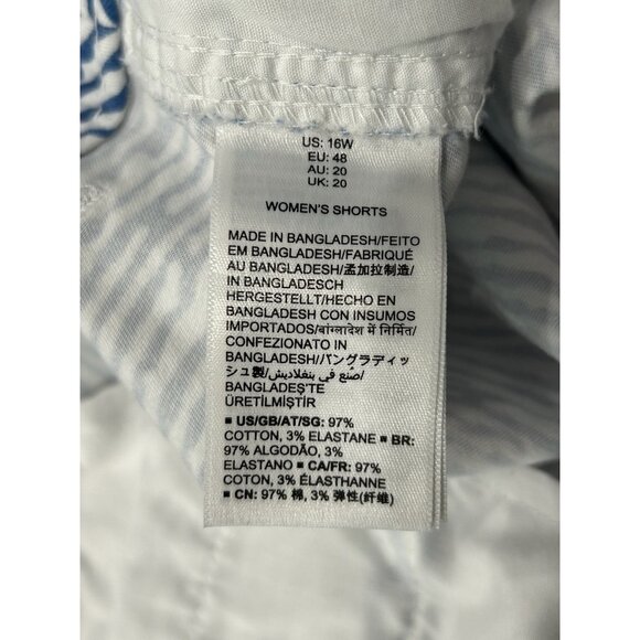 Essentials Womens Blue White Striped Cotton Blend Shorts Size 16W - Picture 6 of 10